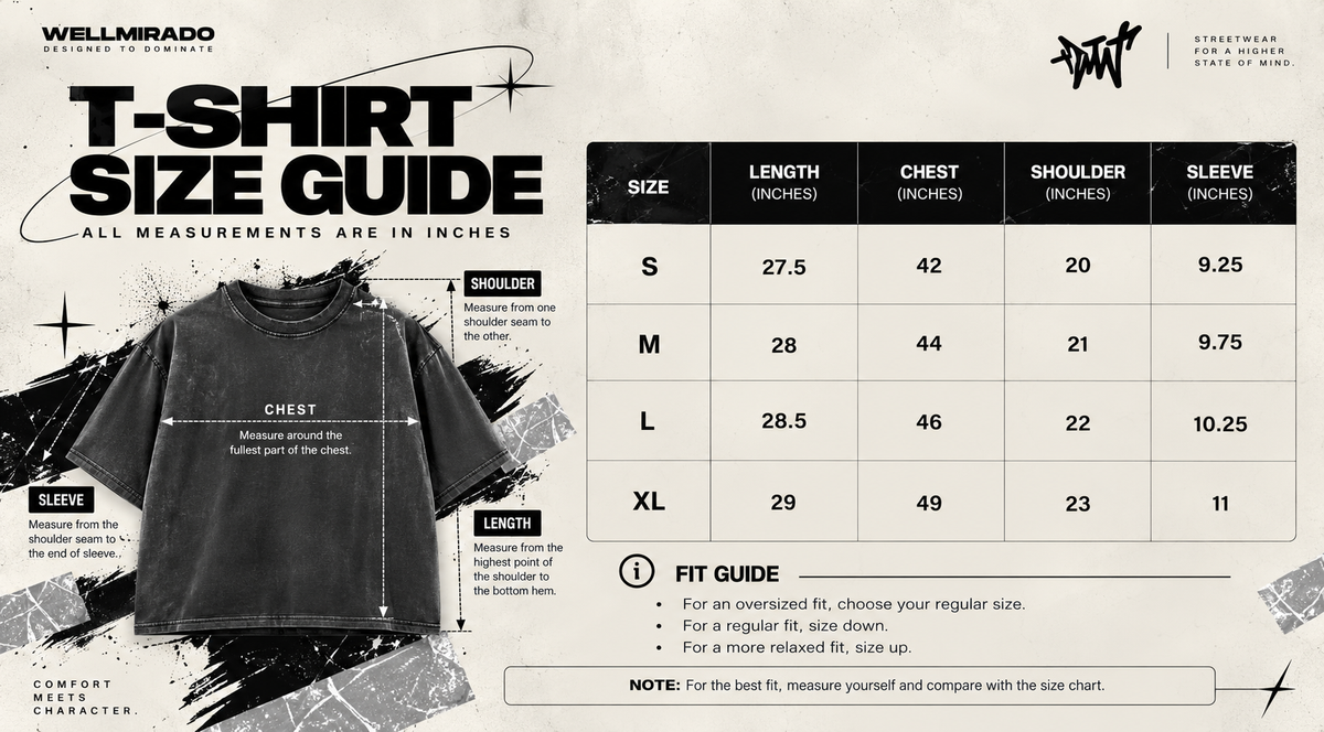 T-Shirts size chart