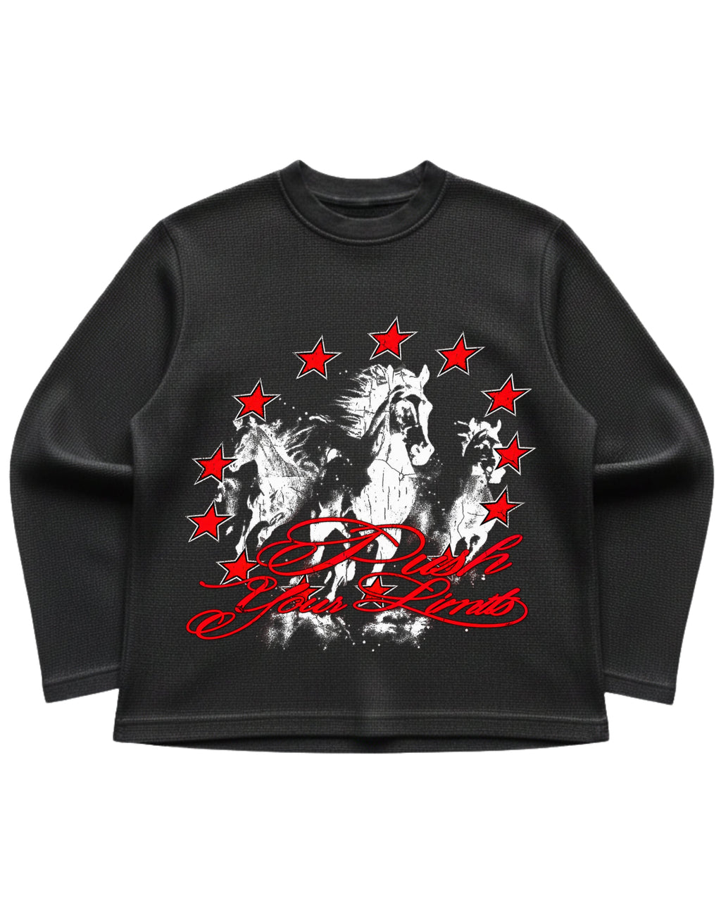 Black waffle knit oversized full-sleeve Front Design